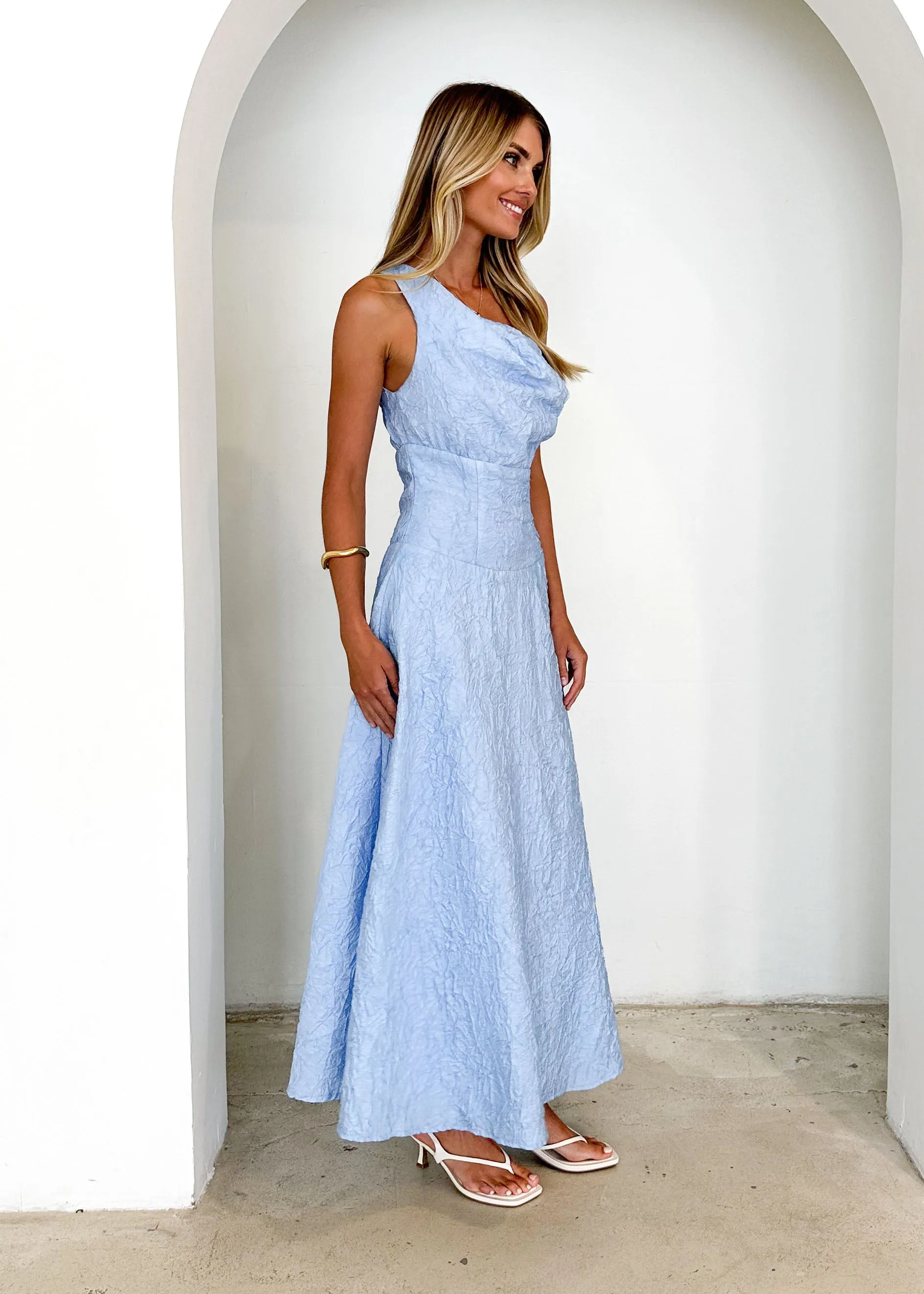 Vida One Shoulder Maxi Dress - Blue