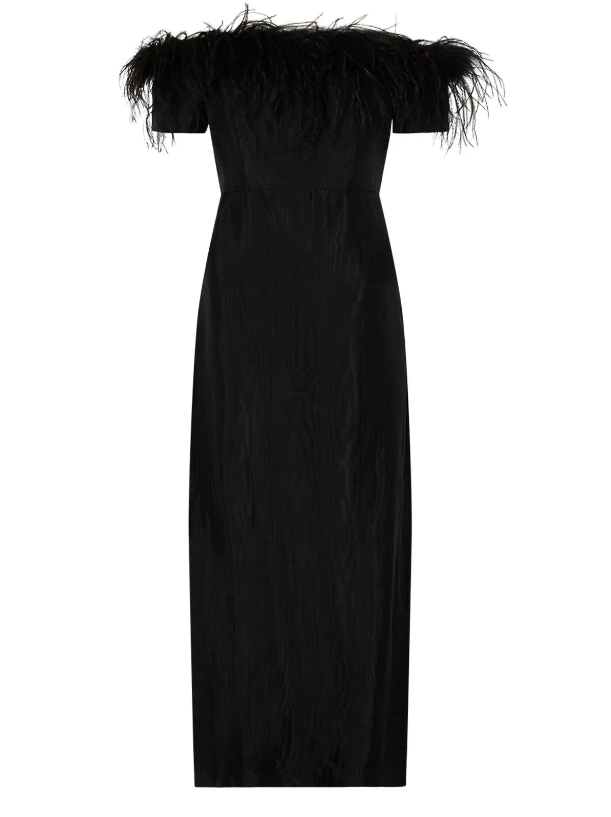 Vivien Black Feather Midi Dress