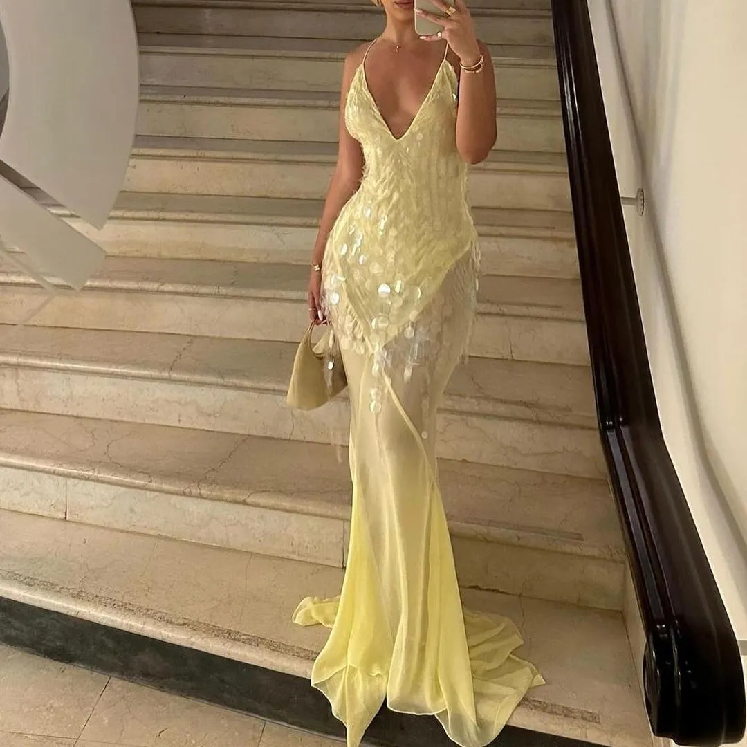 Vvsha Haily Sequin Gown Dress
