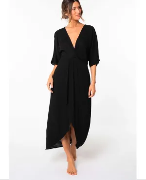 Wandering Knot Front Black Maxi Dress