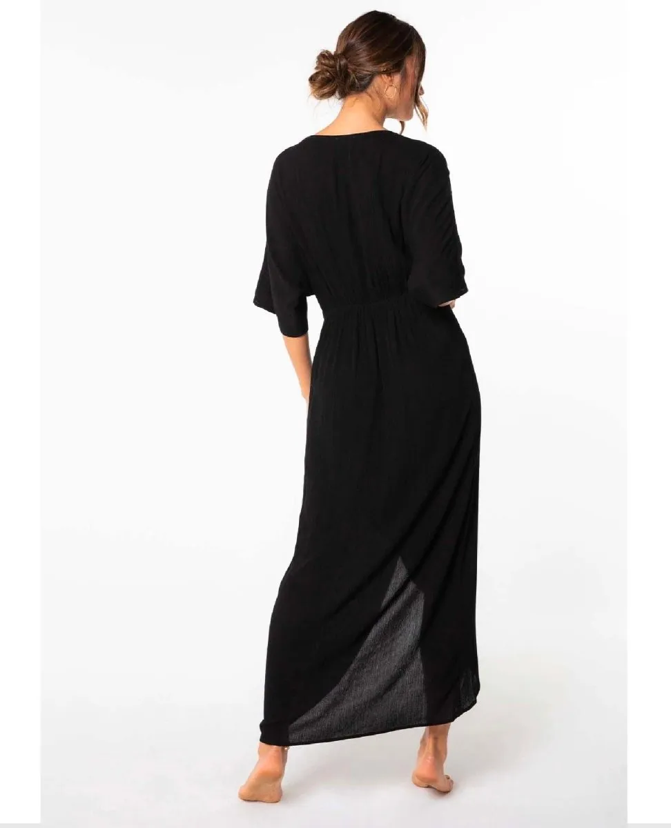 Wandering Knot Front Black Maxi Dress