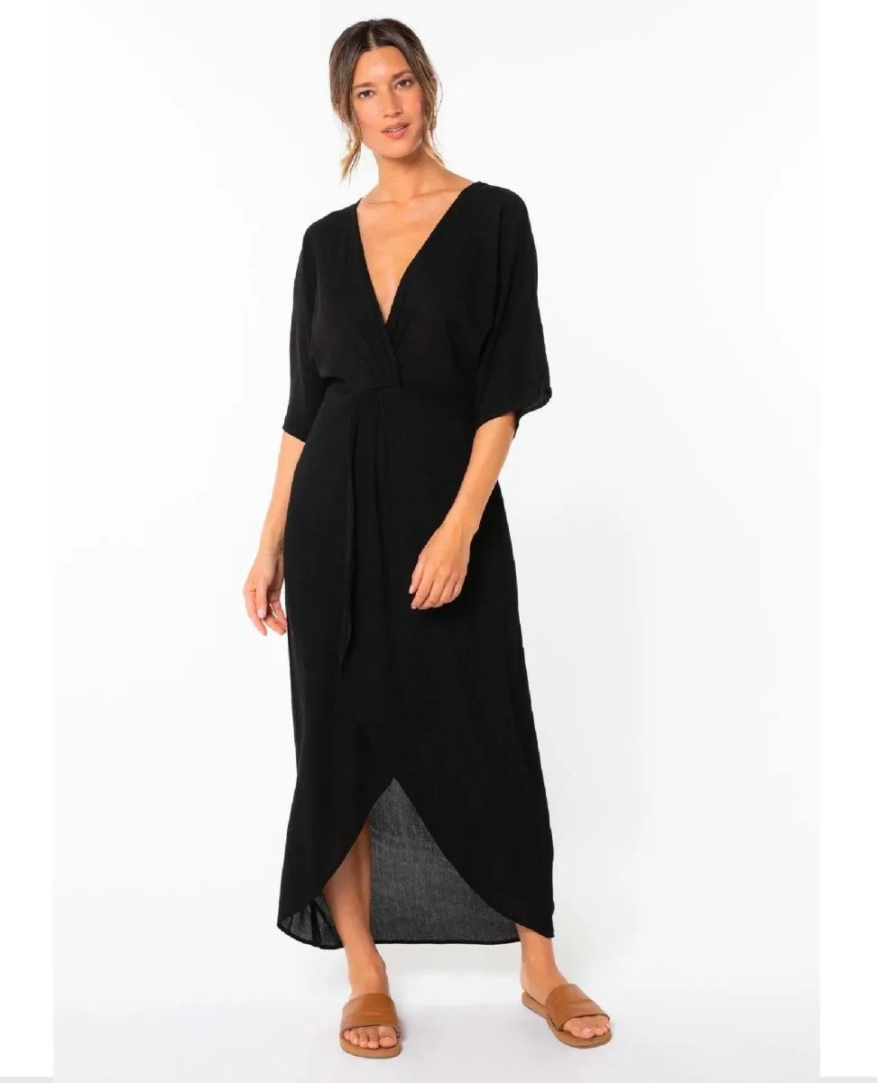 Wandering Knot Front Black Maxi Dress