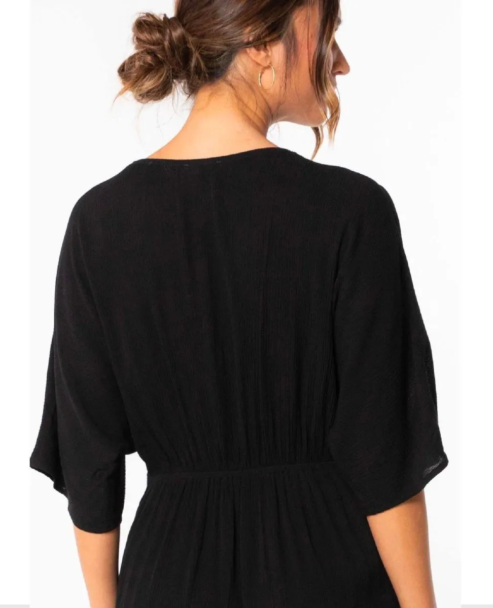 Wandering Knot Front Black Maxi Dress