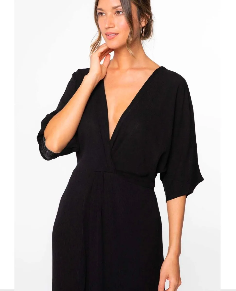 Wandering Knot Front Black Maxi Dress