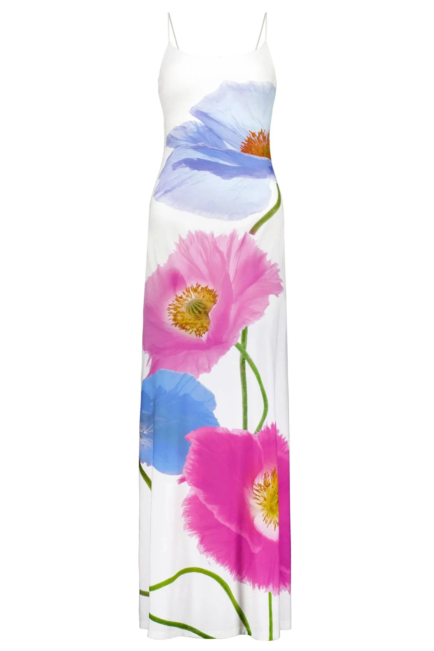 With Harper Lu - Low Back Maxi Dress in Azure Poppy