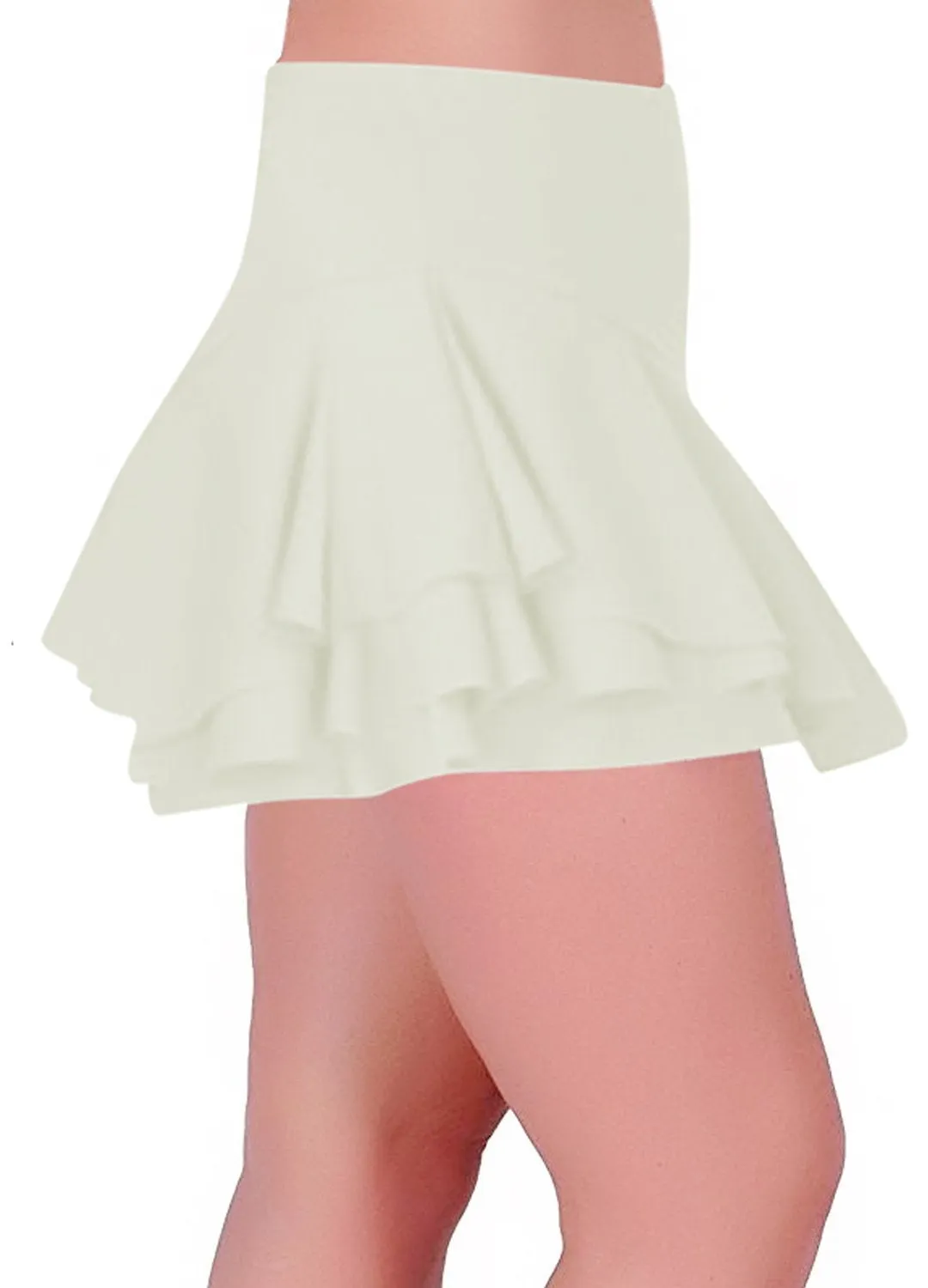 Womens Scuba Stretch Crepe Frill Ruffle Skort Dance Party Club Mini Skirt With Inner Shorts
