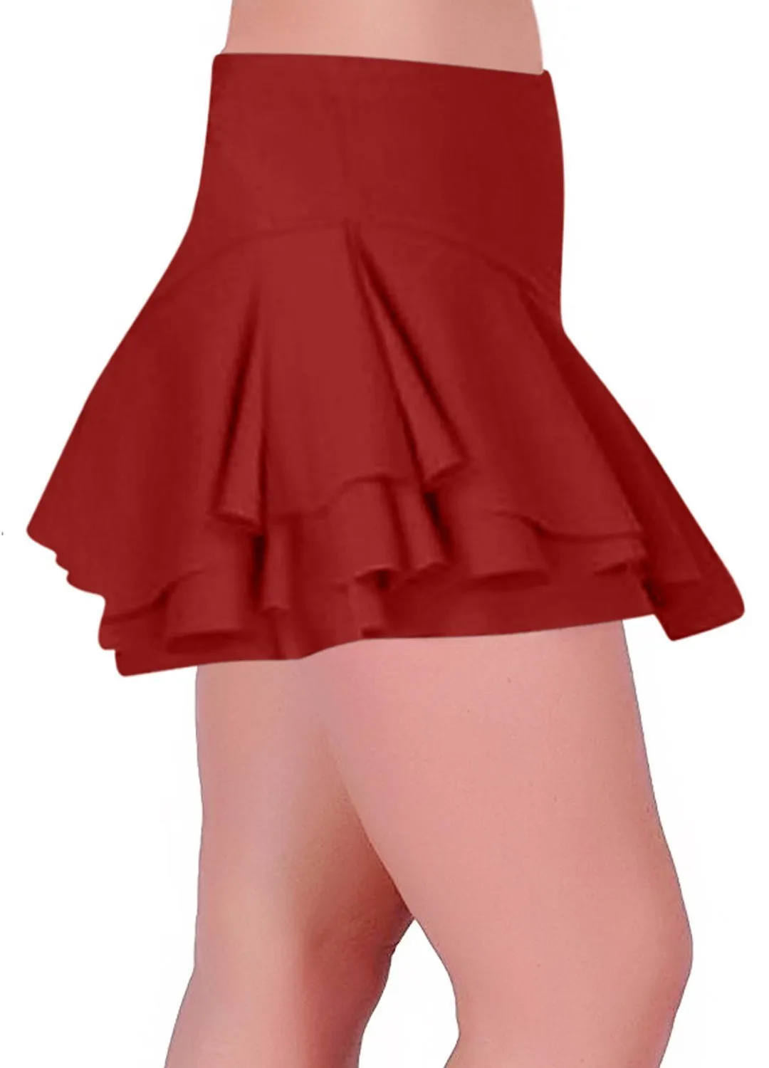 Womens Scuba Stretch Crepe Frill Ruffle Skort Dance Party Club Mini Skirt With Inner Shorts