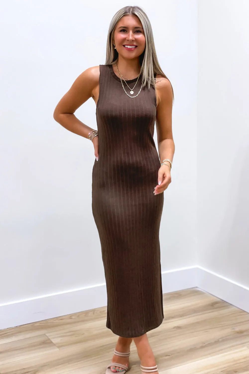 Z Supply: Raewyn Rib Dress - Dark Chocolate
